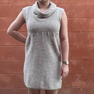Gray, Oatmeal Colored Turtleneck Mini Dress
